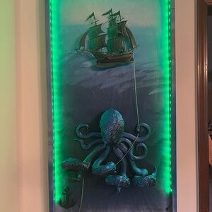 Nautical Ship and Octopus Wall Art with LED Lights